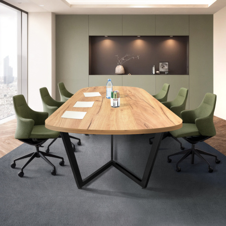 Стол Мюнхен (2000х1000), ЛДСП Дуб золотой крафт / Металлокаркас Черный